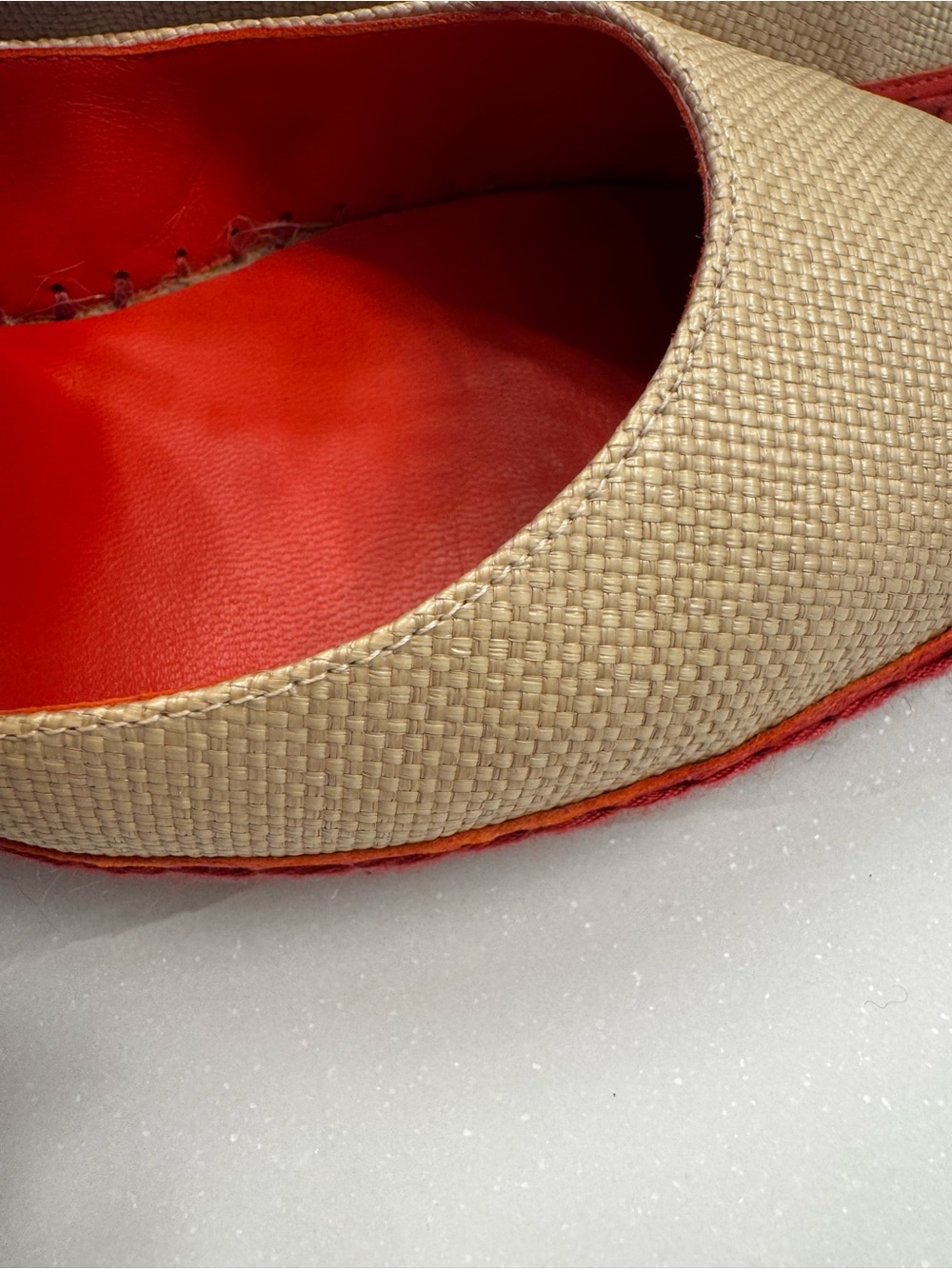 Jimmy Choo Red Bow Espadrille Mules with Natural Upper - Picture 5 of 7